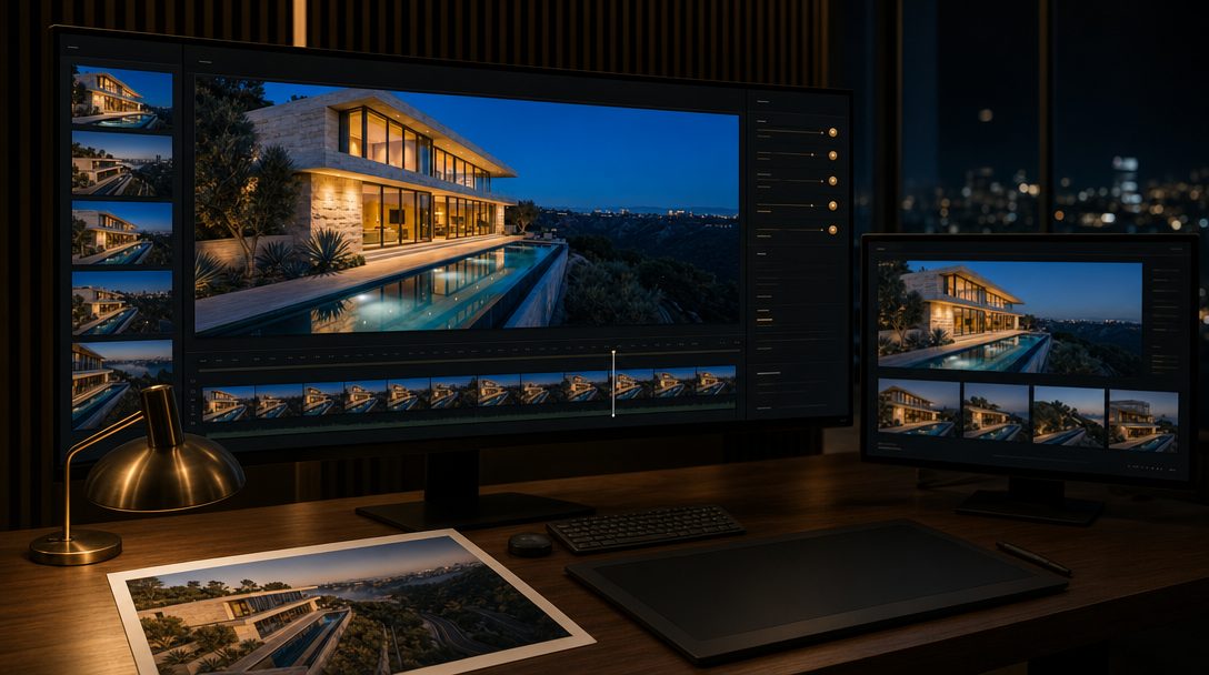 The Estate Luma control desk: grading and cutting a property film