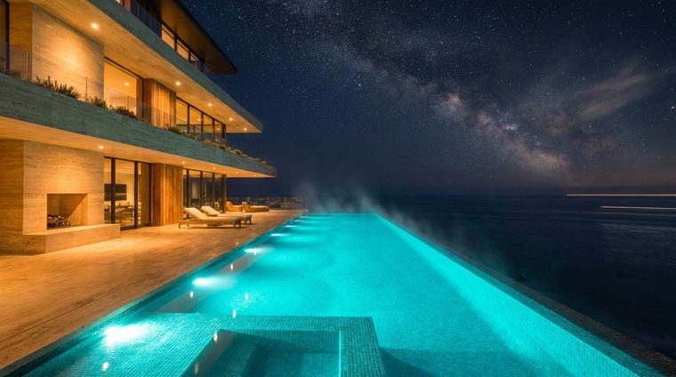 Pool infinity night Milky Way